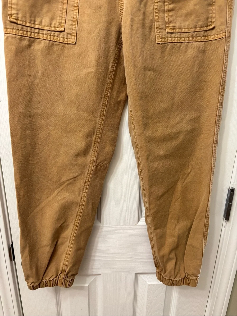 American Eagle Aerie Cargo Jogger Pants Size Small Tan Drawstring Utility Casual